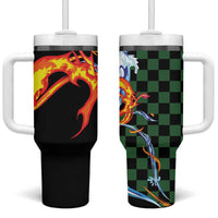 Japanese Asanoha Pattern Tumbler With Handle Sun Flame Slayer Dragon Hinokami Kagura Spirit - Wonder Print Shop