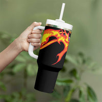 Japanese Asanoha Pattern Tumbler With Handle Sun Flame Slayer Dragon Hinokami Kagura Spirit - Wonder Print Shop