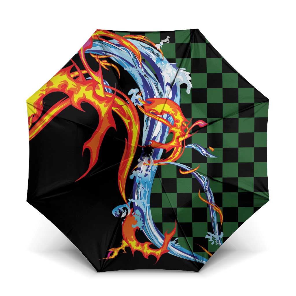Japanese Asanoha Pattern Umbrella Sun Flame Slayer Dragon Hinokami Kagura Spirit - Wonder Print Shop