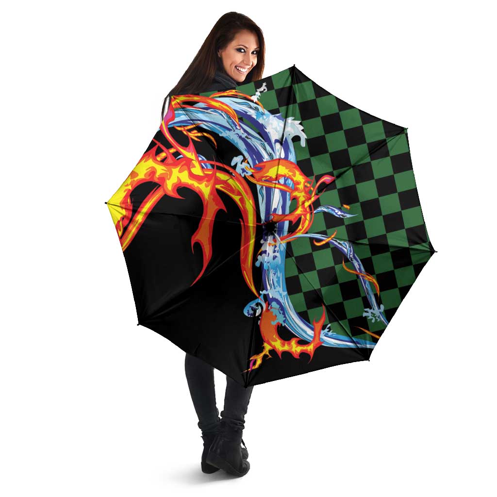 Japanese Asanoha Pattern Umbrella Sun Flame Slayer Dragon Hinokami Kagura Spirit - Wonder Print Shop