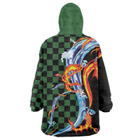 Japanese Asanoha Pattern Wearable Blanket Hoodie Sun Flame Slayer Dragon Hinokami Kagura Spirit - Wonder Print Shop