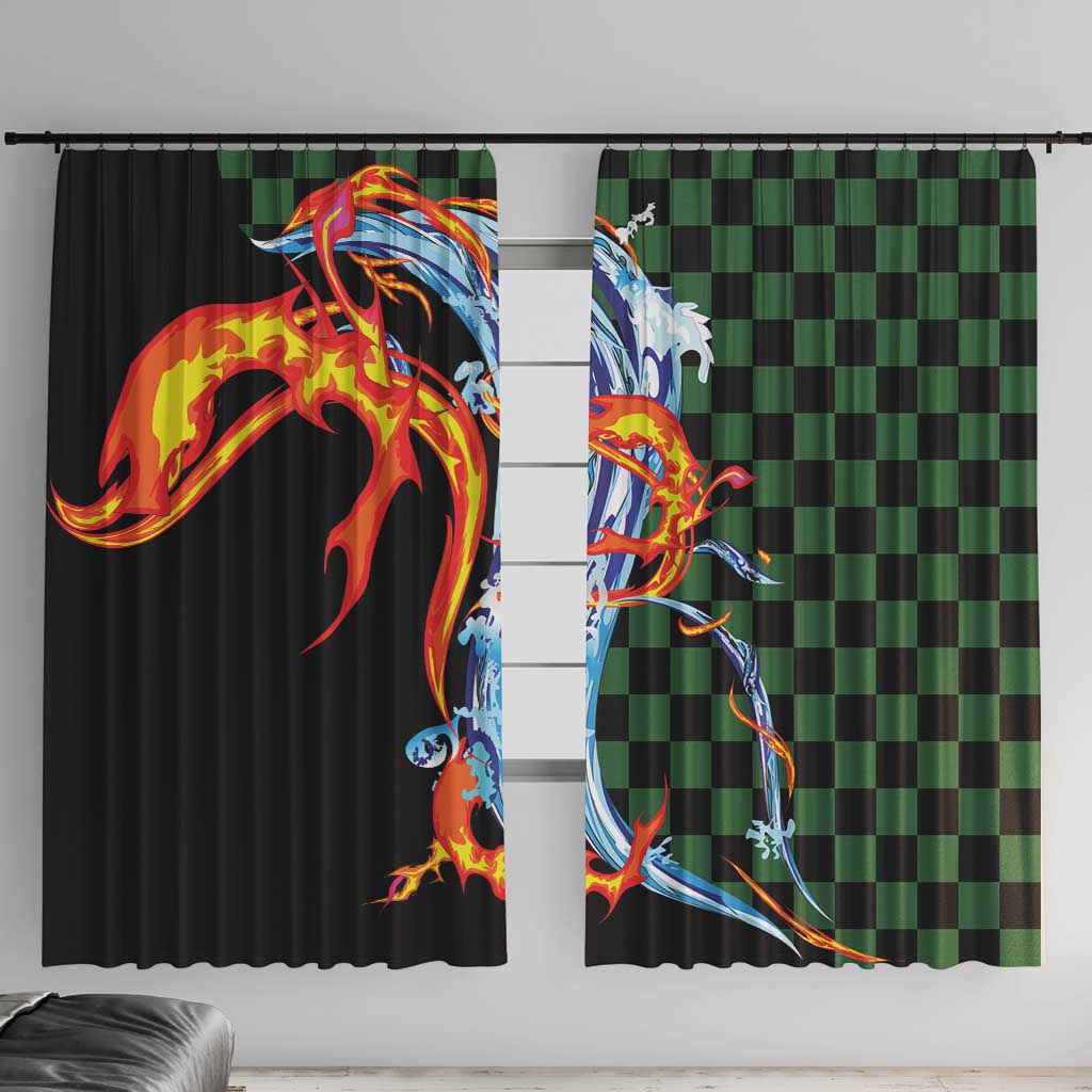 Japanese Asanoha Pattern Window Curtain Sun Flame Slayer Dragon Hinokami Kagura Spirit - Wonder Print Shop