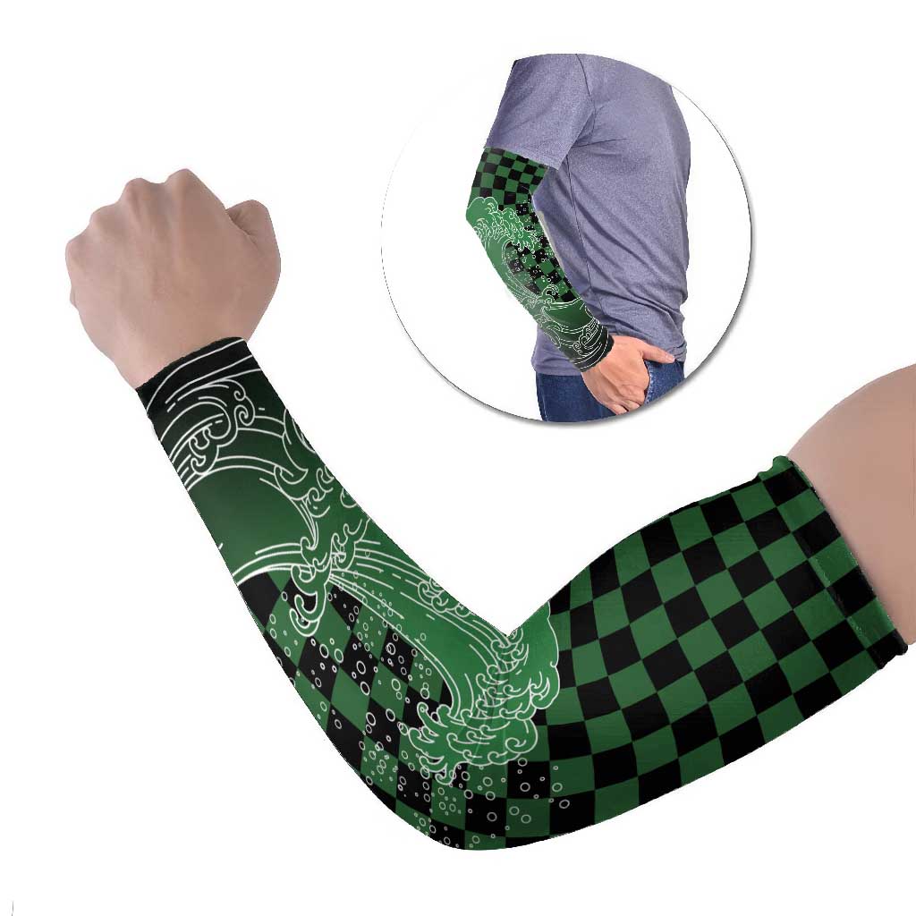 Japanese Asanoha Pattern Arm Sleeves Water Breathing Slayer Dragon - Wonder Print Shop