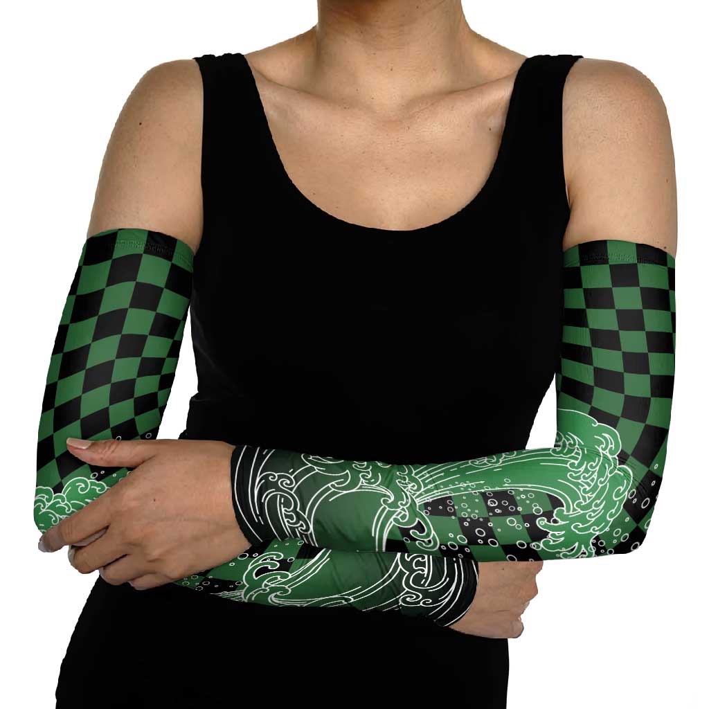 Japanese Asanoha Pattern Arm Sleeves Water Breathing Slayer Dragon - Wonder Print Shop