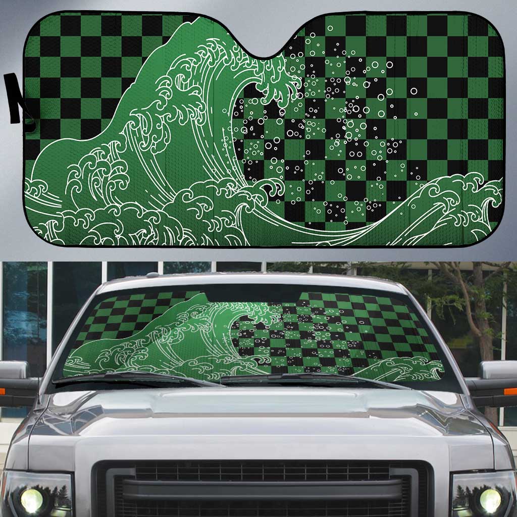 Japanese Asanoha Pattern Auto Sun Shade Water Breathing Slayer Dragon - Wonder Print Shop