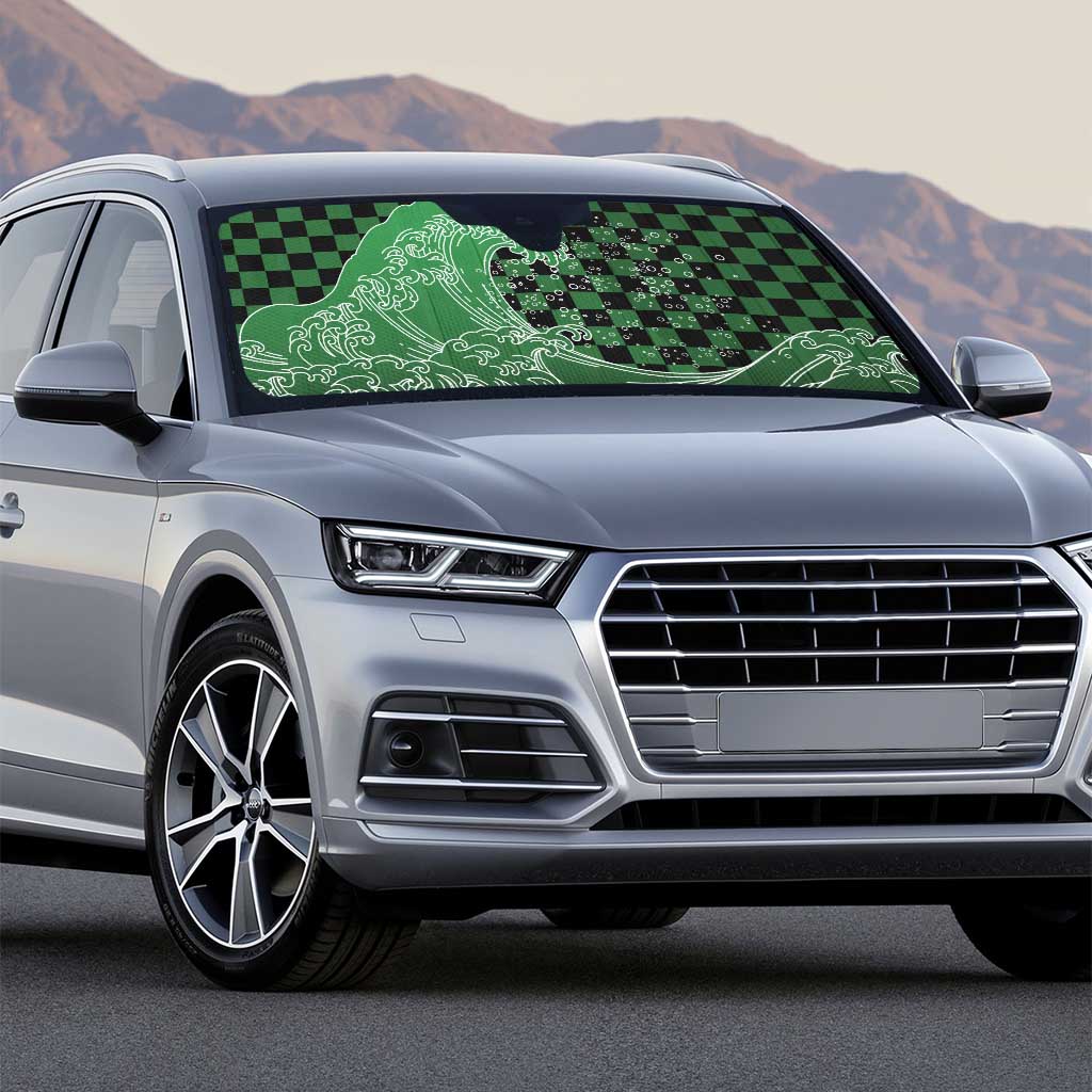 Japanese Asanoha Pattern Auto Sun Shade Water Breathing Slayer Dragon - Wonder Print Shop