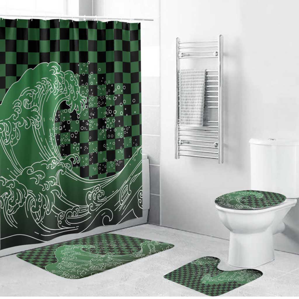 Japanese Asanoha Pattern Bathroom Set Water Breathing Slayer Dragon - Wonder Print Shop