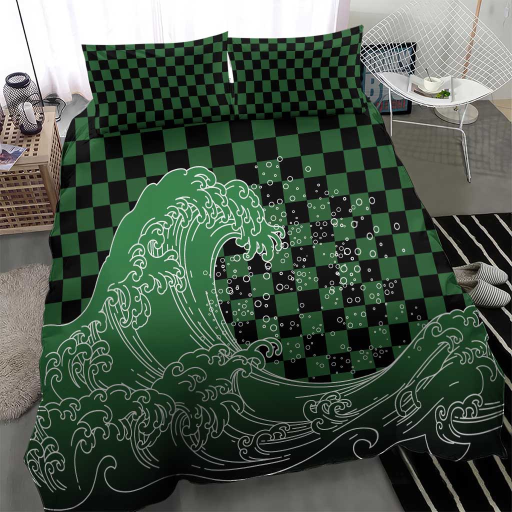 Japanese Asanoha Pattern Bedding Set Water Breathing Slayer Dragon - Wonder Print Shop