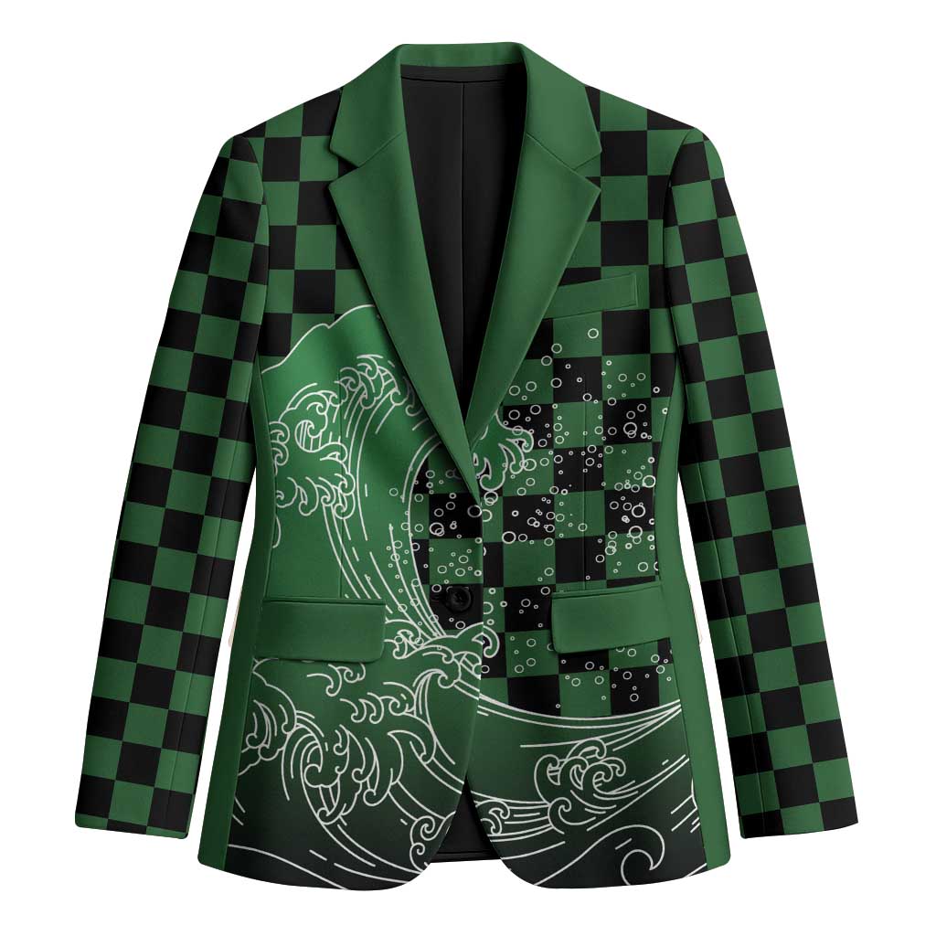 Japanese Asanoha Pattern Blazer Water Breathing Slayer Dragon - Wonder Print Shop
