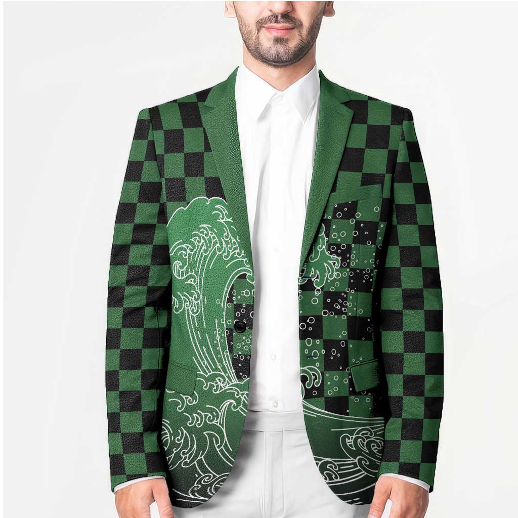 Japanese Asanoha Pattern Blazer Water Breathing Slayer Dragon - Wonder Print Shop