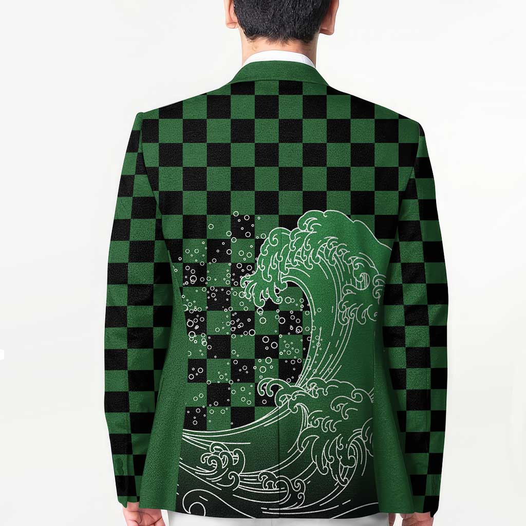 Japanese Asanoha Pattern Blazer Water Breathing Slayer Dragon - Wonder Print Shop