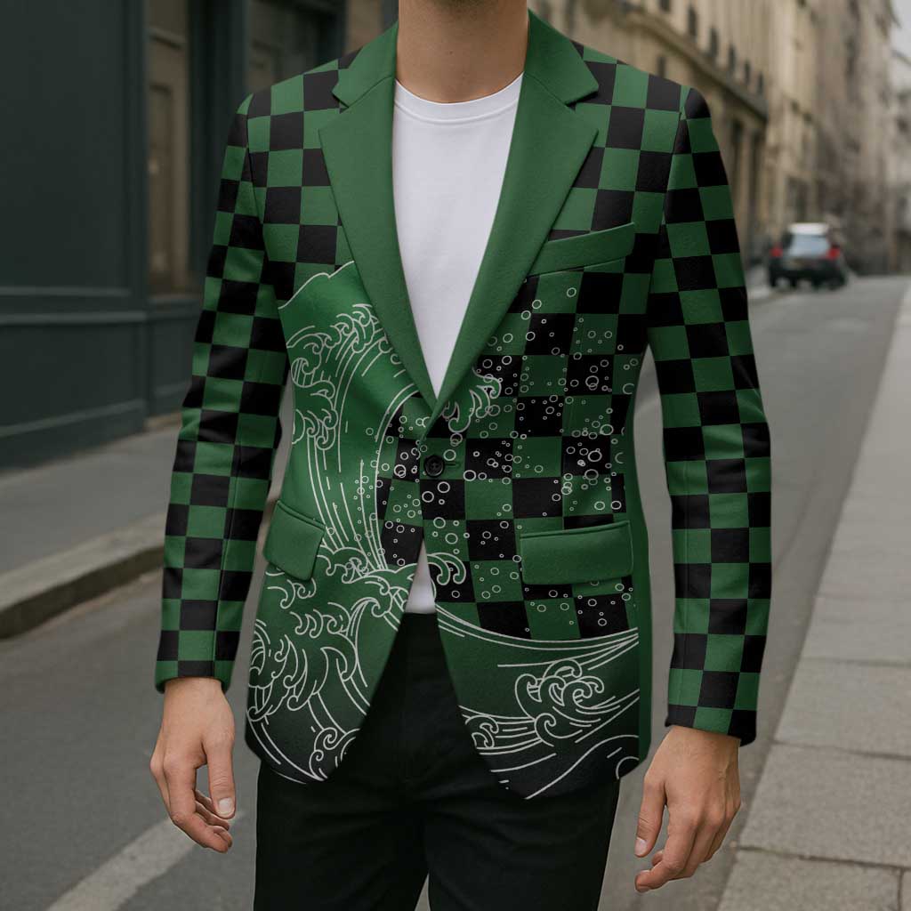 Japanese Asanoha Pattern Blazer Water Breathing Slayer Dragon - Wonder Print Shop