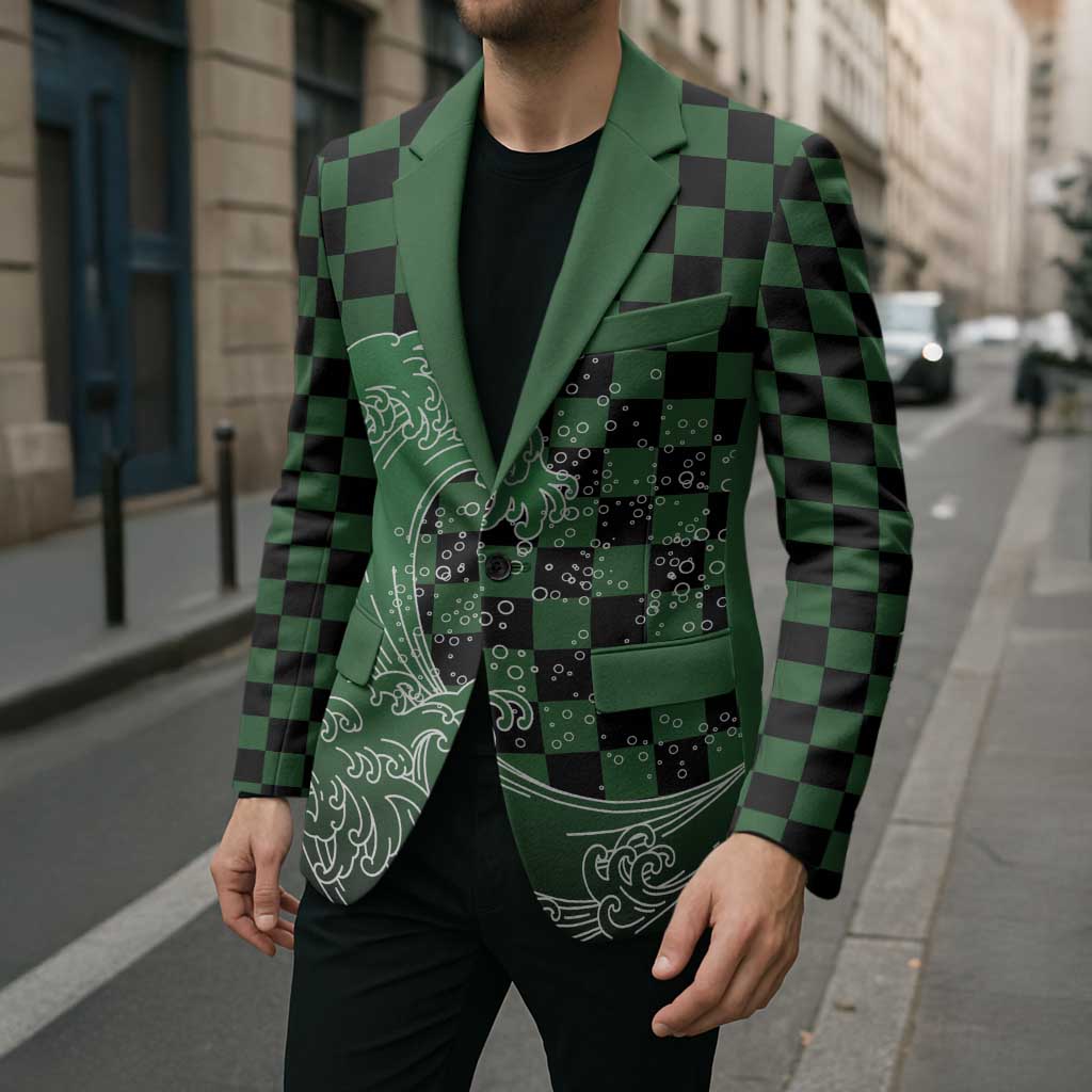 Japanese Asanoha Pattern Blazer Water Breathing Slayer Dragon - Wonder Print Shop