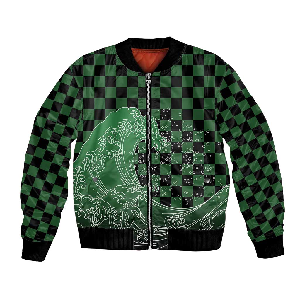 Japanese Asanoha Pattern Bomber Jacket Water Breathing Slayer Dragon - Wonder Print Shop