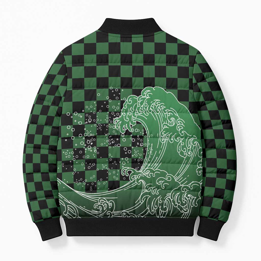 Japanese Asanoha Pattern Bomber Puffer Jacket Water Breathing Slayer Dragon - Wonder Print Shop