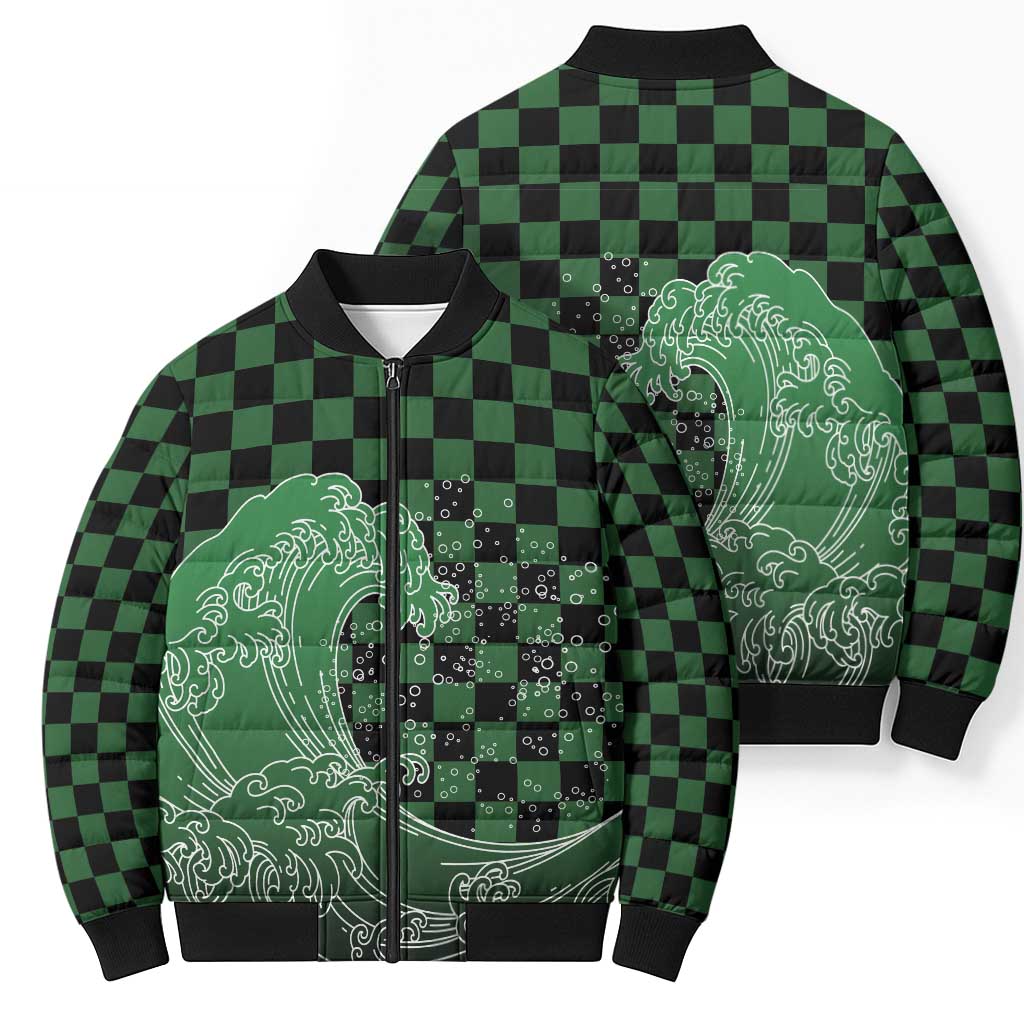 Japanese Asanoha Pattern Bomber Puffer Jacket Water Breathing Slayer Dragon - Wonder Print Shop