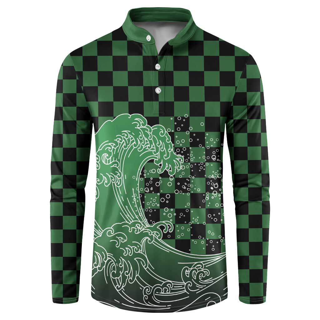 Japanese Asanoha Pattern Button Sweatshirt Water Breathing Slayer Dragon - Wonder Print Shop