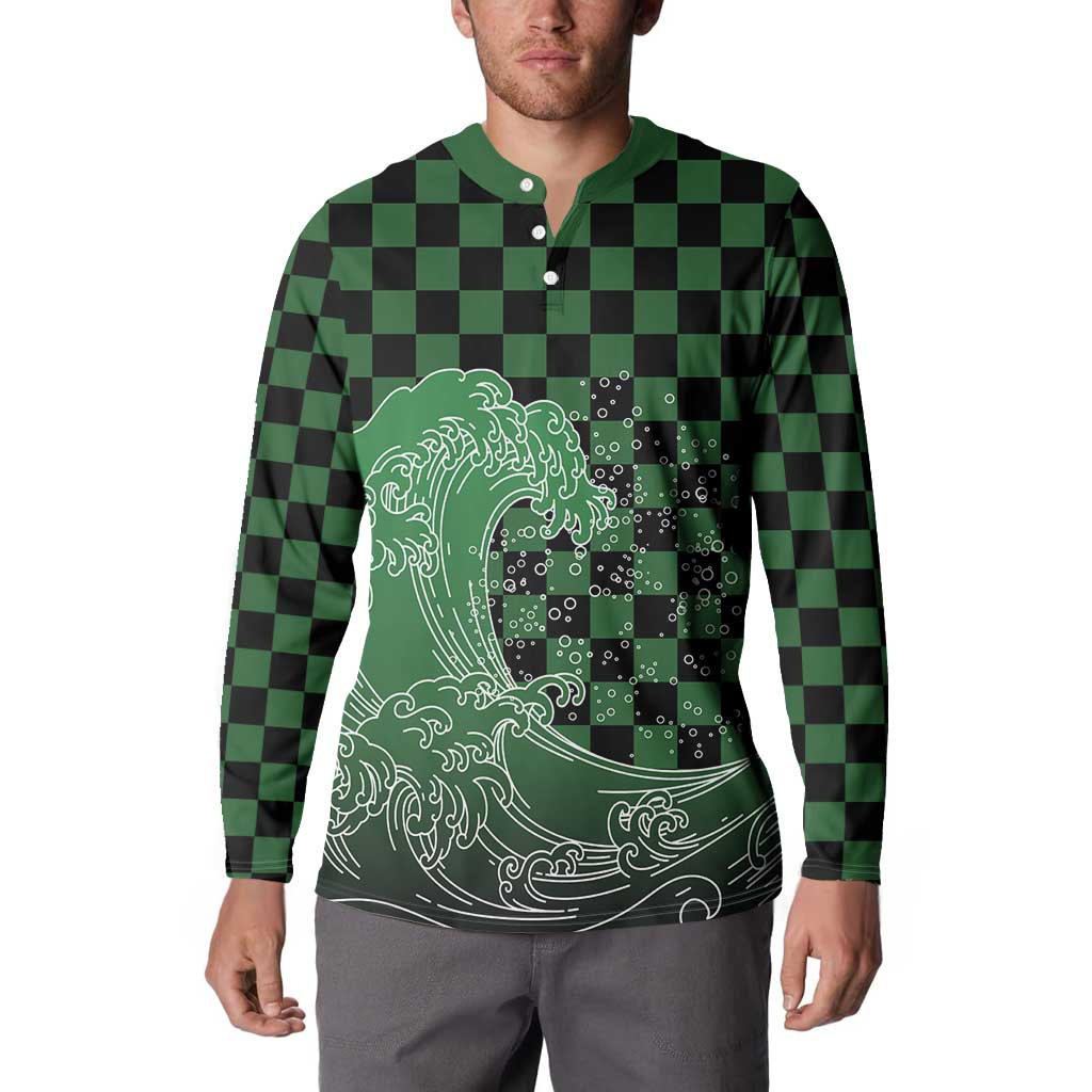 Japanese Asanoha Pattern Button Sweatshirt Water Breathing Slayer Dragon - Wonder Print Shop