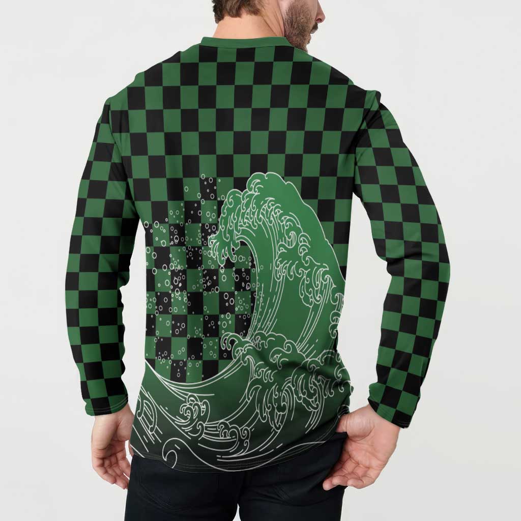 Japanese Asanoha Pattern Button Sweatshirt Water Breathing Slayer Dragon - Wonder Print Shop