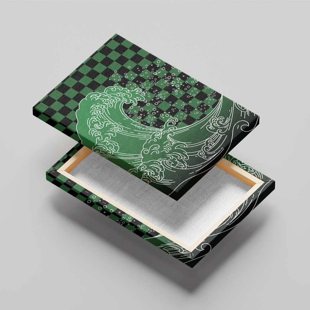 Japanese Asanoha Pattern Canvas Wall Art Water Breathing Slayer Dragon - Wonder Print Shop