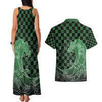 Japanese Asanoha Pattern Couples Matching Tank Maxi Dress and Hawaiian Shirt Water Breathing Slayer Dragon - Wonder Print Shop