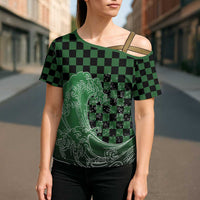 Japanese Asanoha Pattern Cross Shoulder Shirt Water Breathing Slayer Dragon - Wonder Print Shop