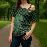 Japanese Asanoha Pattern Cross Shoulder Shirt Water Breathing Slayer Dragon - Wonder Print Shop