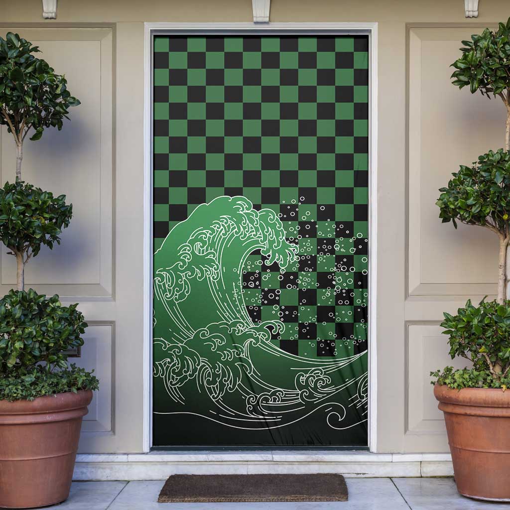 Japanese Asanoha Pattern Door Cover Water Breathing Slayer Dragon - Wonder Print Shop