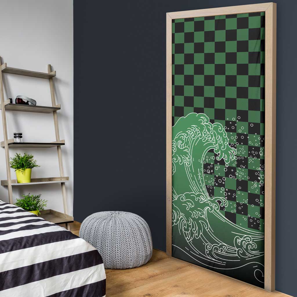 Japanese Asanoha Pattern Door Cover Water Breathing Slayer Dragon - Wonder Print Shop