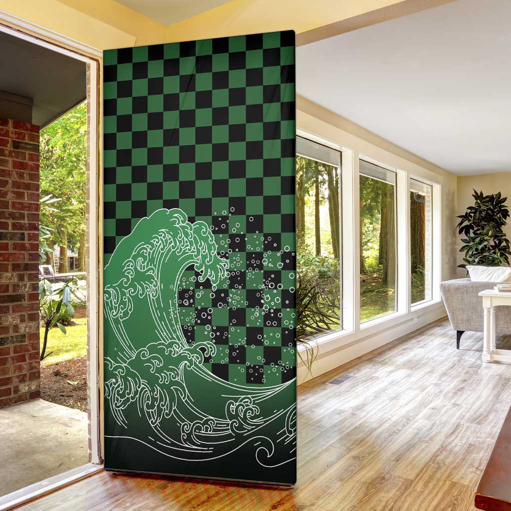 Japanese Asanoha Pattern Door Cover Water Breathing Slayer Dragon - Wonder Print Shop