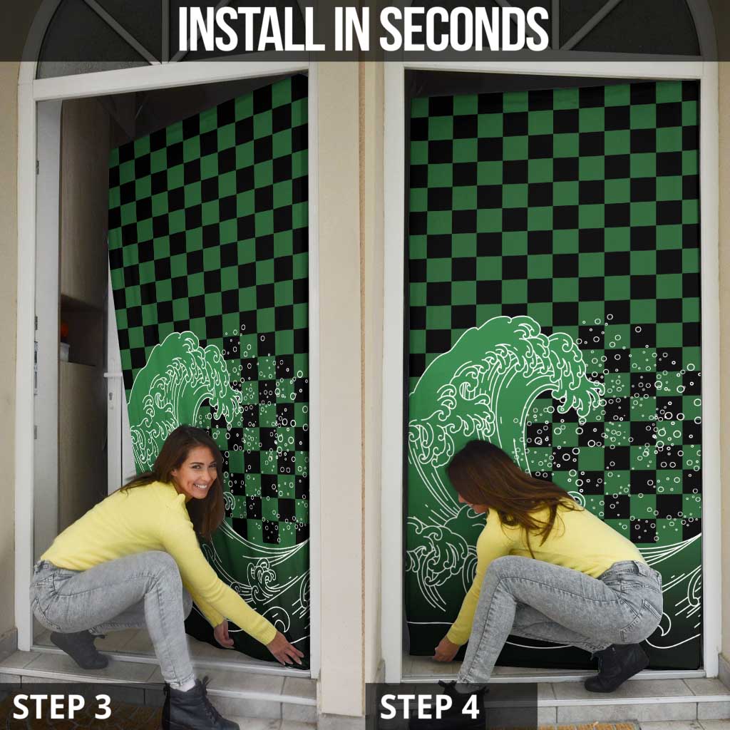 Japanese Asanoha Pattern Door Cover Water Breathing Slayer Dragon - Wonder Print Shop