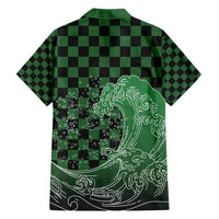 Japanese Asanoha Pattern Family Matching Long Sleeve Bodycon Dress and Hawaiian Shirt Water Breathing Slayer Dragon - Wonder Print Shop