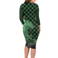 Japanese Asanoha Pattern Family Matching Long Sleeve Bodycon Dress and Hawaiian Shirt Water Breathing Slayer Dragon - Wonder Print Shop