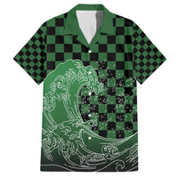 Japanese Asanoha Pattern Family Matching Off The Shoulder Long Sleeve Dress and Hawaiian Shirt Water Breathing Slayer Dragon - Wonder Print Shop