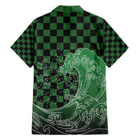 Japanese Asanoha Pattern Family Matching Off The Shoulder Long Sleeve Dress and Hawaiian Shirt Water Breathing Slayer Dragon - Wonder Print Shop
