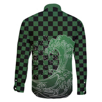 Japanese Asanoha Pattern Family Matching Off The Shoulder Long Sleeve Dress and Hawaiian Shirt Water Breathing Slayer Dragon - Wonder Print Shop