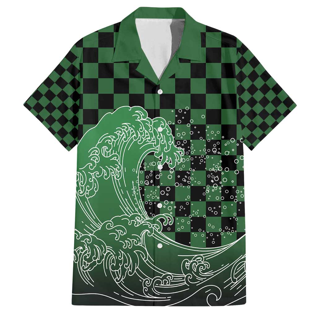 Japanese Asanoha Pattern Family Matching Puletasi and Hawaiian Shirt Water Breathing Slayer Dragon - Wonder Print Shop