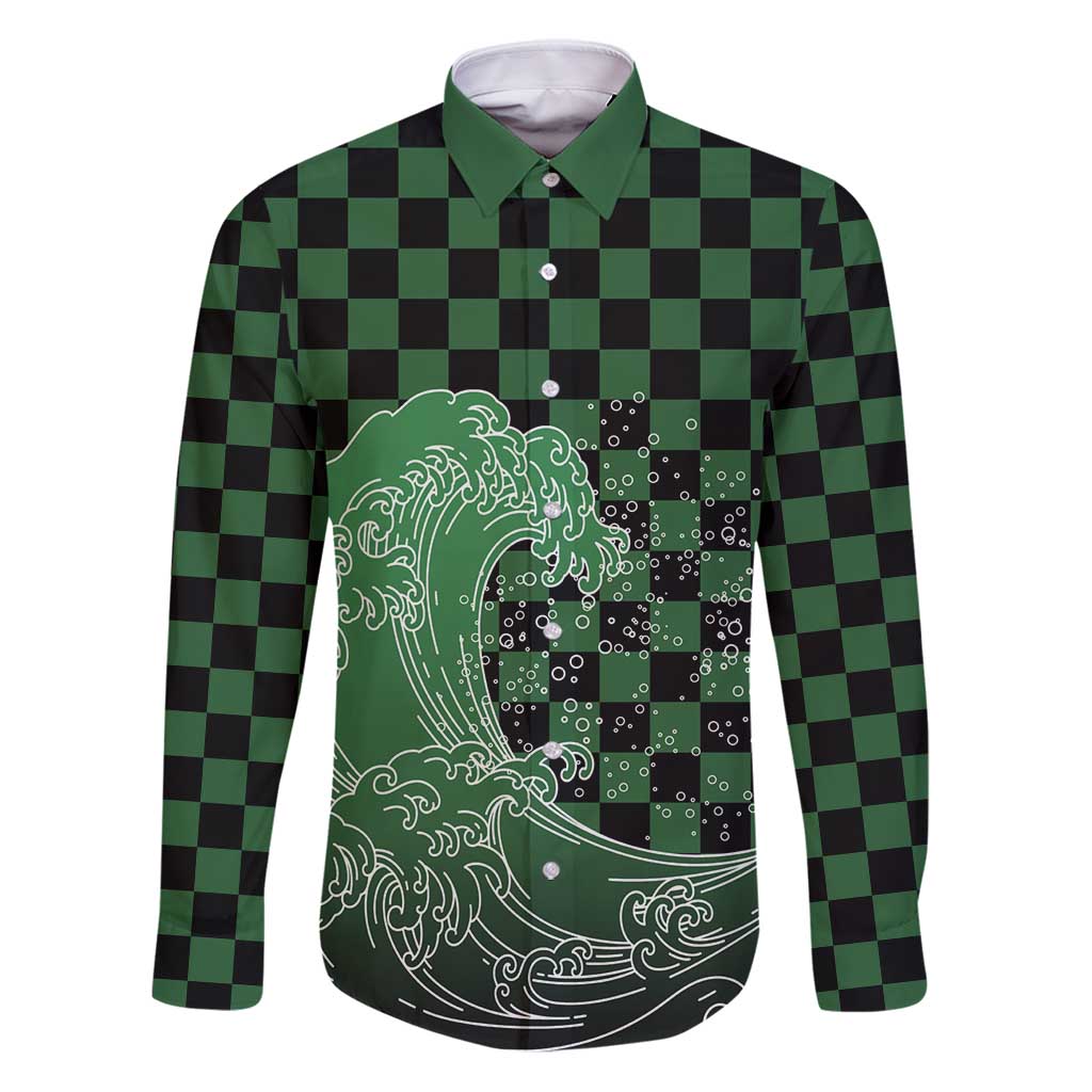 Japanese Asanoha Pattern Family Matching Puletasi and Hawaiian Shirt Water Breathing Slayer Dragon - Wonder Print Shop