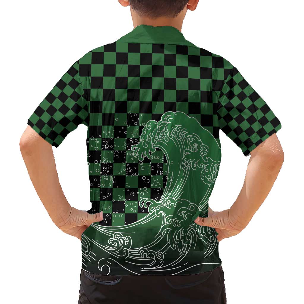 Japanese Asanoha Pattern Family Matching Short Sleeve Bodycon Dress and Hawaiian Shirt Water Breathing Slayer Dragon - Wonder Print Shop
