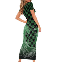 Japanese Asanoha Pattern Family Matching Short Sleeve Bodycon Dress and Hawaiian Shirt Water Breathing Slayer Dragon - Wonder Print Shop