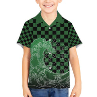 Japanese Asanoha Pattern Family Matching Short Sleeve Bodycon Dress and Hawaiian Shirt Water Breathing Slayer Dragon - Wonder Print Shop