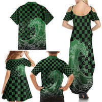 Japanese Asanoha Pattern Family Matching Summer Maxi Dress and Hawaiian Shirt Water Breathing Slayer Dragon - Wonder Print Shop
