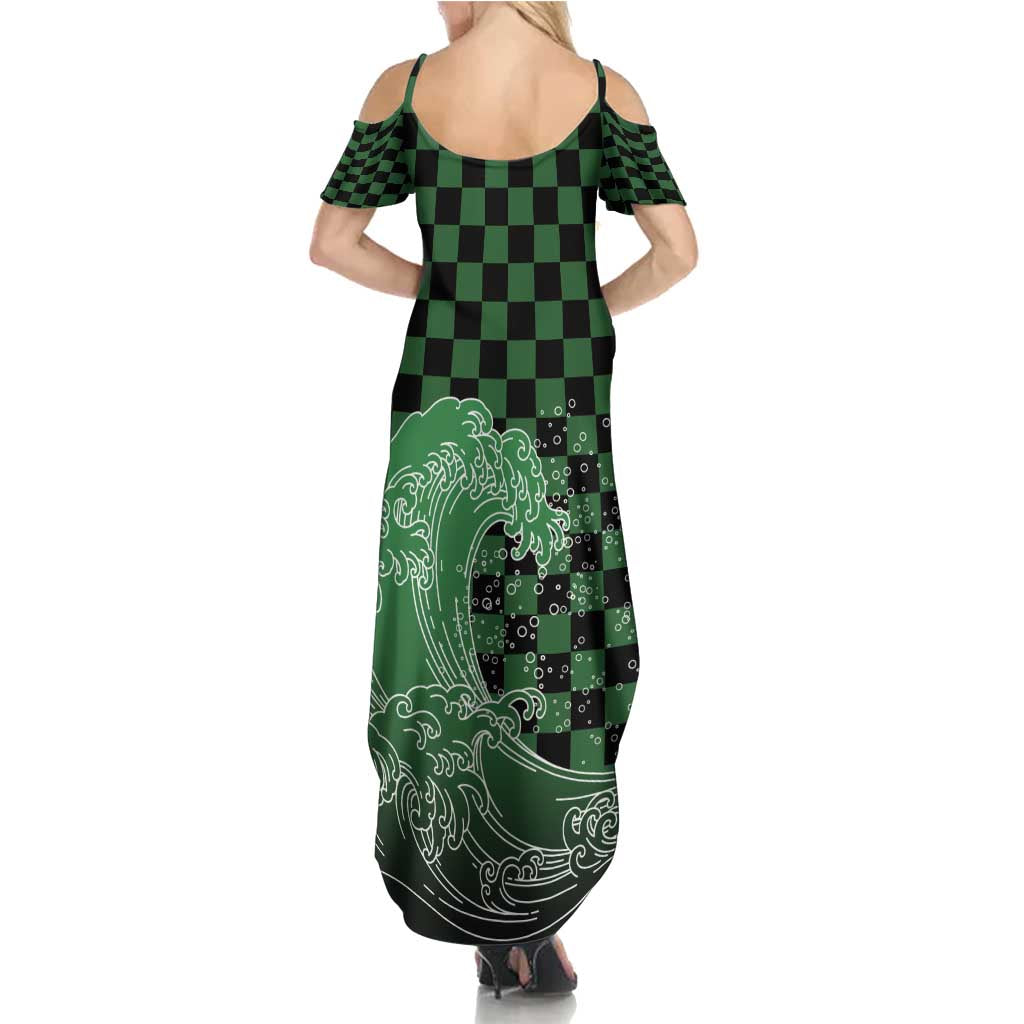 Japanese Asanoha Pattern Family Matching Summer Maxi Dress and Hawaiian Shirt Water Breathing Slayer Dragon - Wonder Print Shop