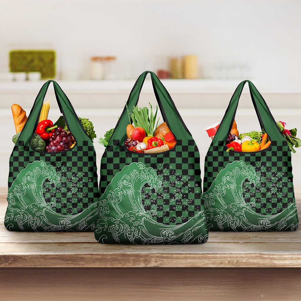 Japanese Asanoha Pattern Grocery Bag Water Breathing Slayer Dragon - Wonder Print Shop