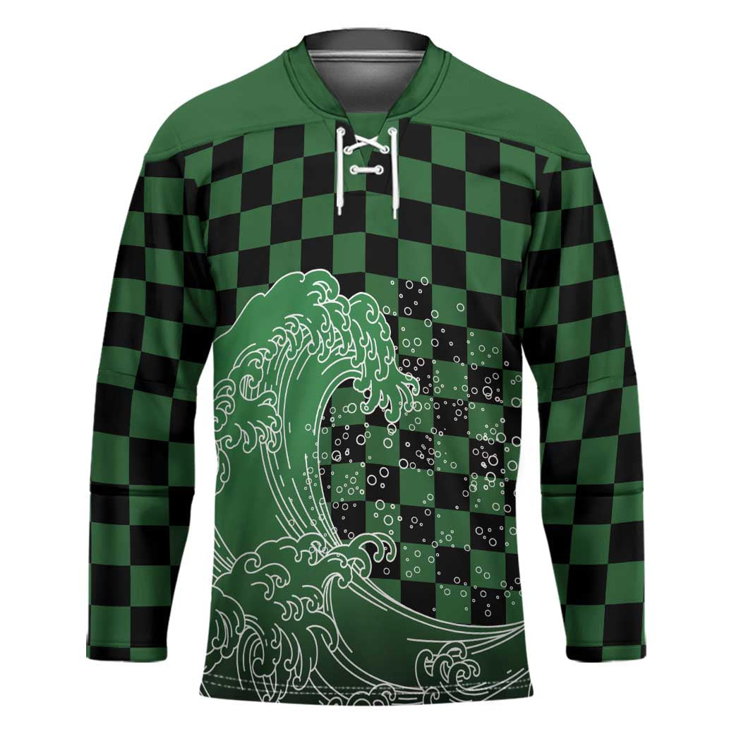 Japanese Asanoha Pattern Hockey Jersey Water Breathing Slayer Dragon - Wonder Print Shop