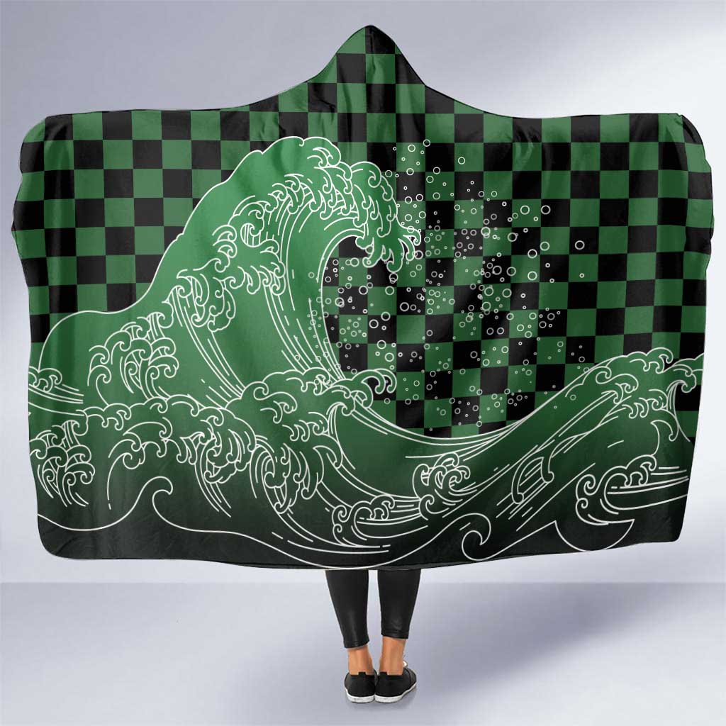 Japanese Asanoha Pattern Hooded Blanket Water Breathing Slayer Dragon - Wonder Print Shop