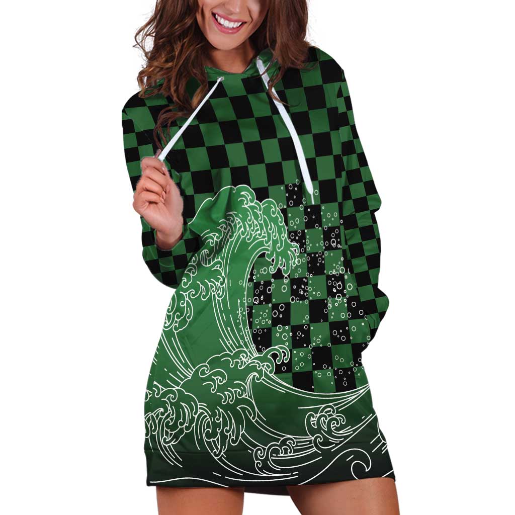 Japanese Asanoha Pattern Hoodie Dress Water Breathing Slayer Dragon - Wonder Print Shop