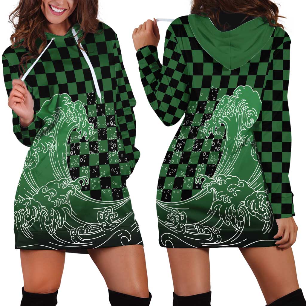 Japanese Asanoha Pattern Hoodie Dress Water Breathing Slayer Dragon - Wonder Print Shop