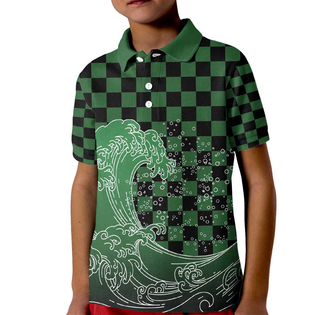 Japanese Asanoha Pattern Kid Polo Shirt Water Breathing Slayer Dragon - Wonder Print Shop