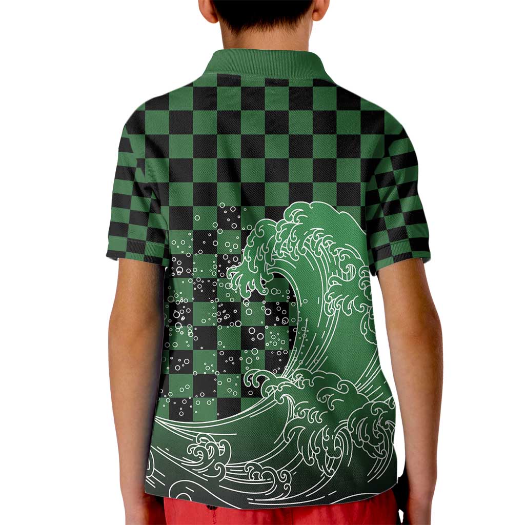 Japanese Asanoha Pattern Kid Polo Shirt Water Breathing Slayer Dragon - Wonder Print Shop